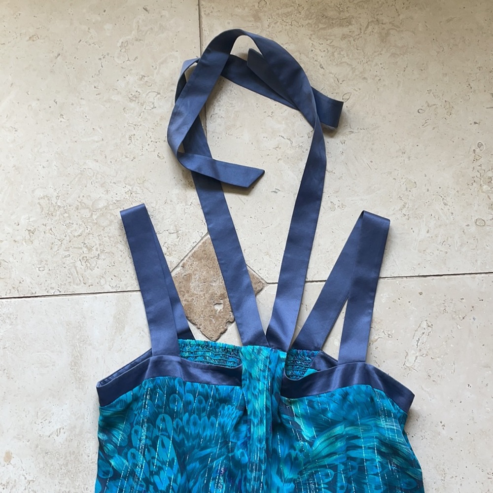 Bcbgeneration Peacock Pattern Silk Boho Cocktail … - image 3